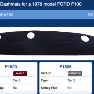 F15 -FORD DASH MAT