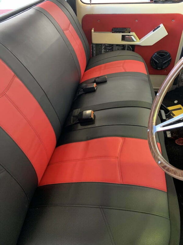 LEATHER LOOK FRONT BENCH RED WWW.DDAUTO.COM.AU