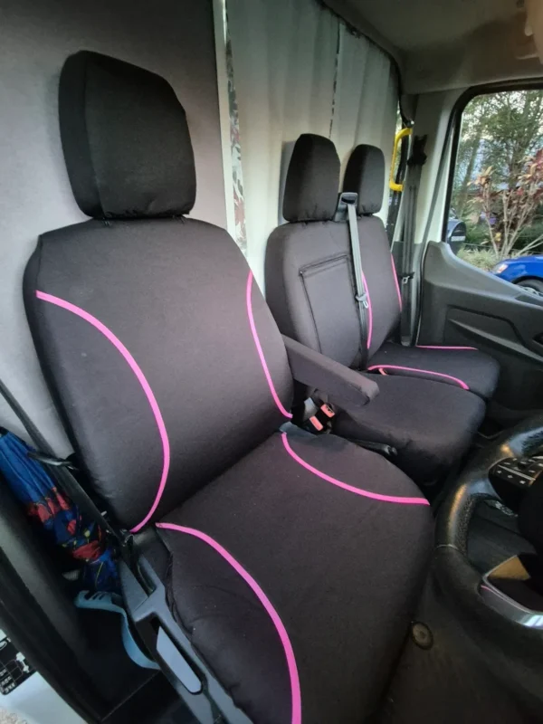 Transit pink canvas bench seat covers