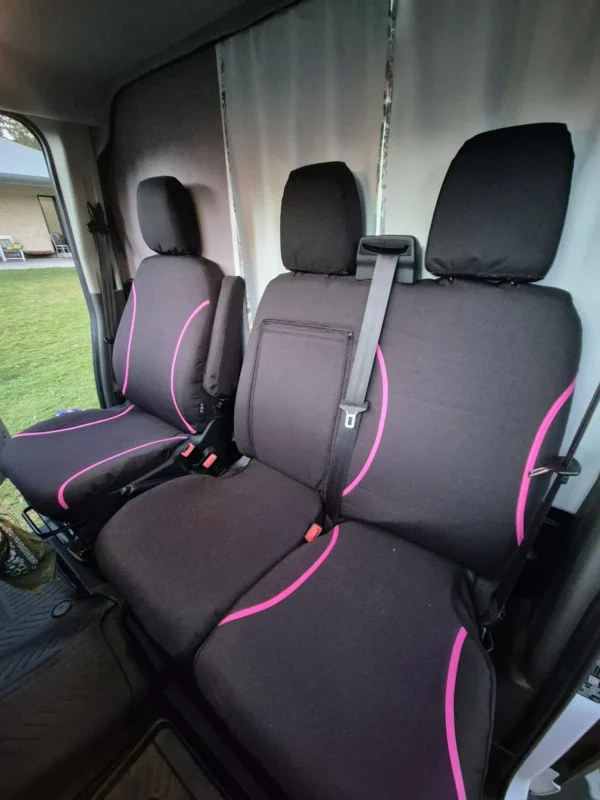 Transit pink canvas bench seat covers