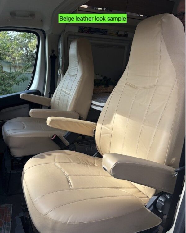 Beige leather look high bucket seat covers