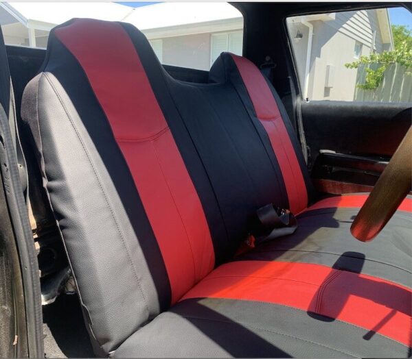 Leather look red bench seat cover