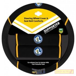 Parramatta Eels NRL Steering Wheel Cover with bonus seat belt protecters