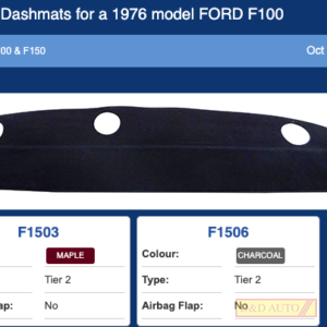 F15 -FORD DASH MAT