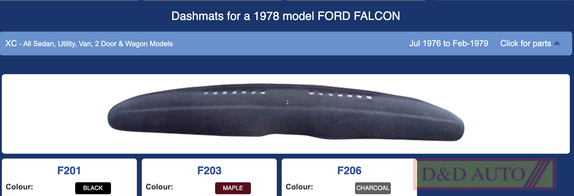 Ford Falcon Dash Mat