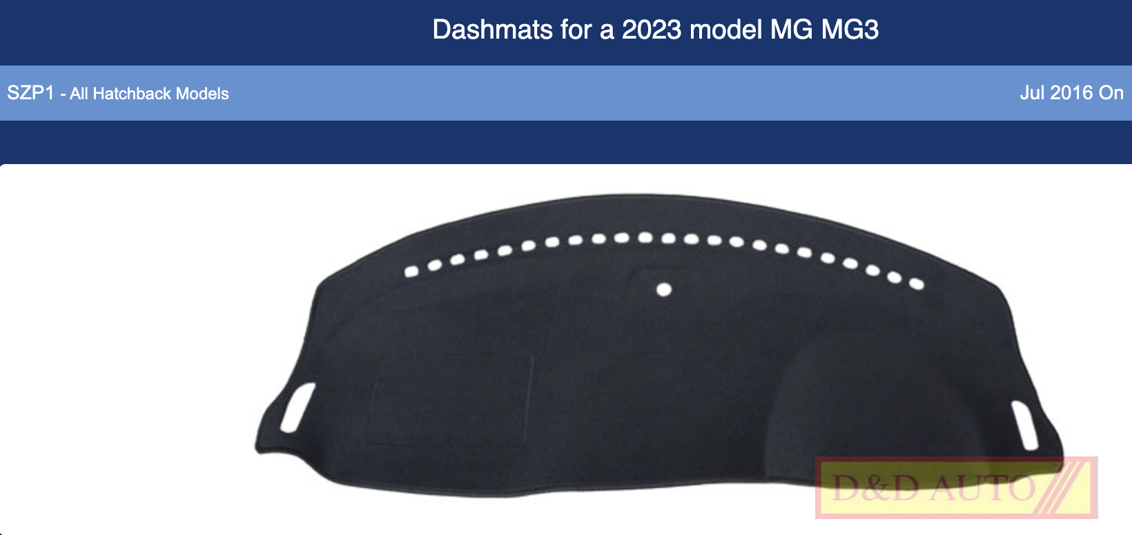 mg mg3 dash mat