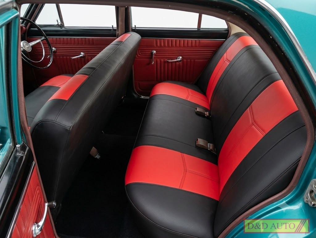 Leather look red front & rear bench seat covesr