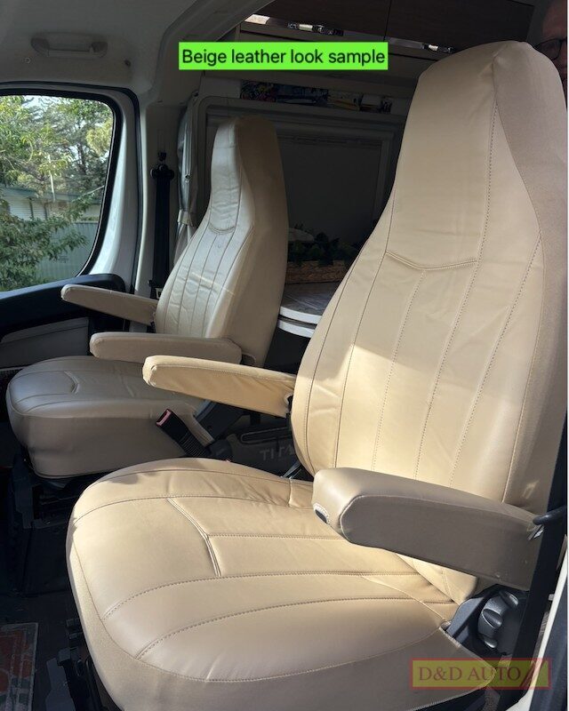 Beige leather look high bucket seat covers