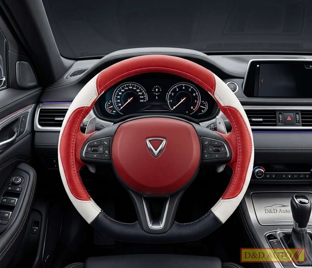 Flat bottom red:white steering cover